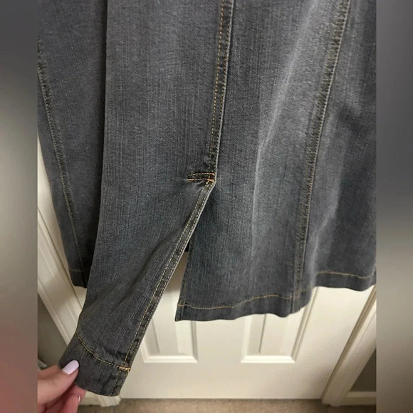 Norma Kamali Timeless Gorgeous Open Front One Button Denim Jacket Size 6 - Picture 5 of 5